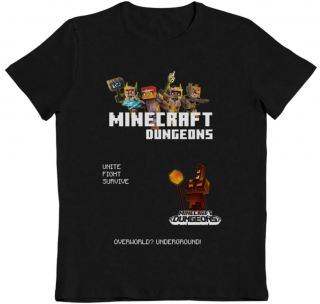 Dětské tričko Minecraft: Dungeons  černá bavlna Velikost oblečení: 11-12 let