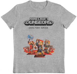 Dětské tričko Minecraft: Dungeons  šedá bavlna Velikost oblečení: 11-12 let