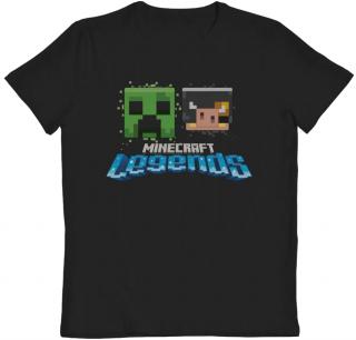 Dětské tričko Minecraft: Legends Creeper Vs Piglin  černá bavlna Velikost oblečení: 6-7 let