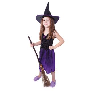 Dětský kostým fialový s kloboukem Čarodějnice (110-116)