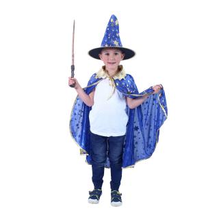 Dětský plášť modrý s kloboukem (104-140)