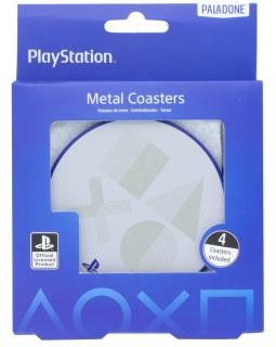 Kovové tácky pod sklenice Playstation: Set 4 kusů (průměr 10 cm)