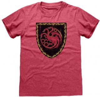 Pánské tričko House of The Dragon: Erb Targaryenů  červená bavlna Velikost oblečení: L