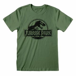 Pánské tričko Jurassic Park|Jurský park: Mono Logo  zelené bavlna Velikost oblečení: M