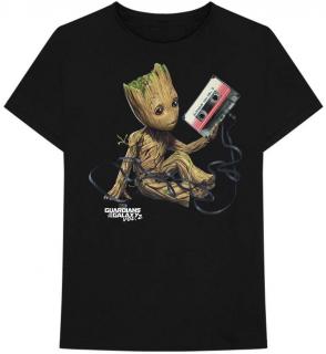 Pánské tričko Marvel|Guardians Of The Galaxy|Strážci galaxie: Groot With Tape  černá bavlna Velikost oblečení: M