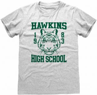 Pánské tričko Netflix|Stranger Things: Hawkins High School  šedá bavlna Velikost oblečení: XL
