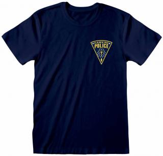 Pánské tričko Netflix|Stranger Things: Hawkins Police Badge  modrá bavlna Velikost oblečení: L