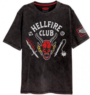 Pánské tričko Netflix|Stranger Things: Hellfire Crest  černá bavlna Velikost oblečení: L