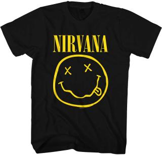 Pánské tričko Nirvana: Yellow Smiley  černá bavlna Velikost oblečení: XL