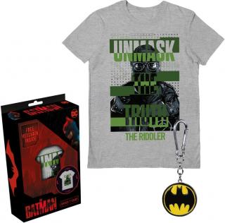 Pánské tričko s přívěskem DC Comics|Batman: The Riddler  šedá bavlna Velikost oblečení: L