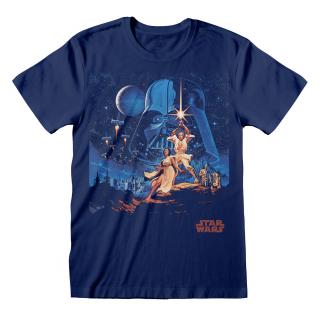 Pánské tričko Star Wars|Hvězdné války: New Hope Vintage Characters  modré bavlna Velikost oblečení: L