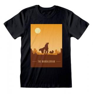 Pánské tričko Star Wars|Hvězdné války TV seriál The Mandalorian: Retro Poster  černé bavlna Velikost oblečení: L