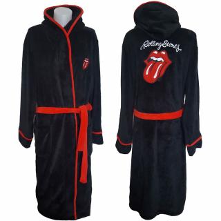 Pánský župan Rolling Stones: Classic Tongue  černý fleece Velikost oblečení: S/M