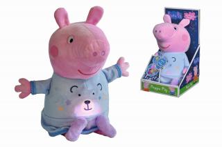 Peppa Pig 2v1 plyšový usínáček hrající + světlo, modrý, 25 cm