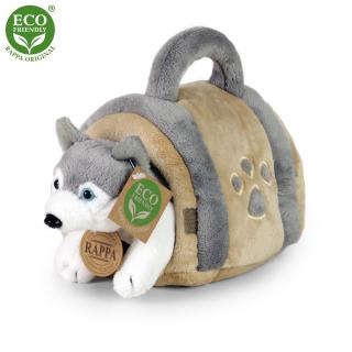 Plyšový pes husky 13 cm s přepravkou ECO-FRIENDLY