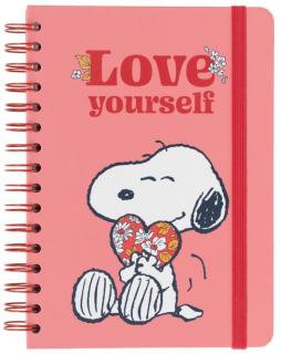 Poznámkový blok Snoopy: Love Yourself Kroužková vazba (A5 14,8 x 21,0 cm)