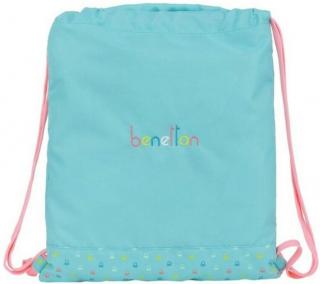 Pytlík se šňůrkami - gym bag Benetton: Candy (35 x 40 cm) tyrkysový polyester