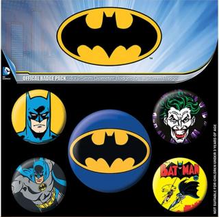 Set 5 kusů odznaků - placek Batman: logo (průměr 2,5 cm|3,8 cm)