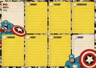 Stolní plánovací A4 podložka na stůl Marvel: Captain America (29,7 x 21 cm)