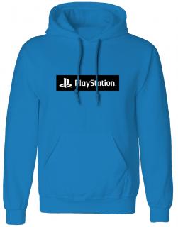 Unisex mikina s kapucí Playstation: Box Logo  modrá bavlna Velikost oblečení: M