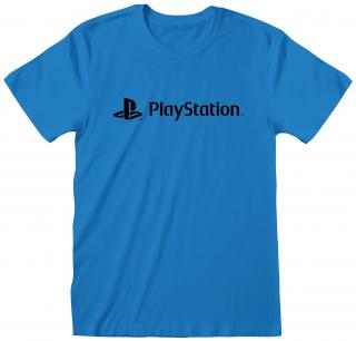 Unisex tričko Playstation: Black Logo  modrá bavlna Velikost oblečení: 2XL