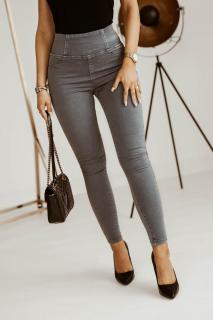 Džegíny s gumou v pase šedé větší velikosti Jeans: 34