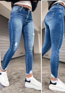 Jeans modré jemně trhané Jeans: XL/42