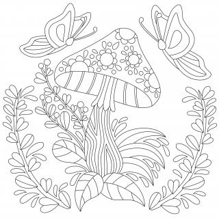 Pískohraní s.r.o. Šablona Houba s květinami Velikost: 210 x 210 mm