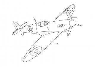 Pískohraní s.r.o. Šablona Letadlo britský Spitfire Velikost: 148 x 210 mm