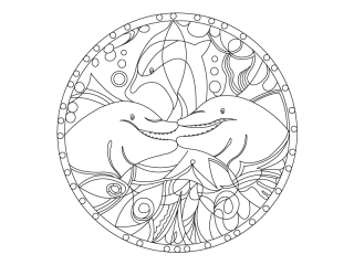 Pískohraní s.r.o. Šablona Mandala s delfíny 2 Velikost: 470 x 470 mm