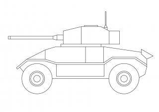 Pískohraní s.r.o. Šablona Tank britský AEC Mk III Velikost: 148 x 210 mm