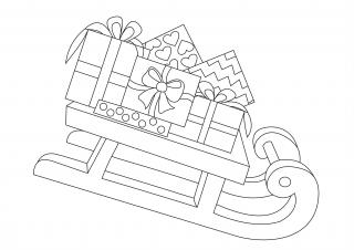 Pískohraní s.r.o. Šablona Vánoční motiv sáňky s dárečky Velikost: 420 x 594 mm