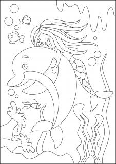 Šablona Delfín s mořskou pannou Velikost: 148 x 210 mm
