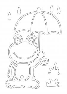Šablona Žabka s deštníkem Velikost: 148 x 210 mm