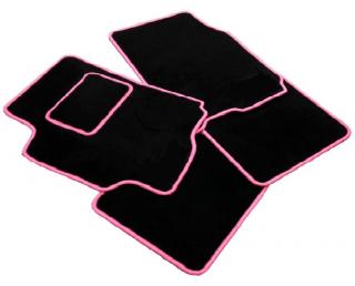 Autokoberce černé s růžovým lemem sada 4 ks (textilní)