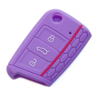 Silikonový obal GARO pro klíč Škoda, VW, Seat fialový (3-tlačítkový)
