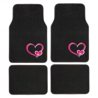 Univerzálni textilní autokoberce Pink Heart (koberce do auta)