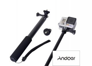 Selfie tyč Andoer PREMIUM 96cm hliníková + adaptér + šroub dlouhý (Monopod 96cm)