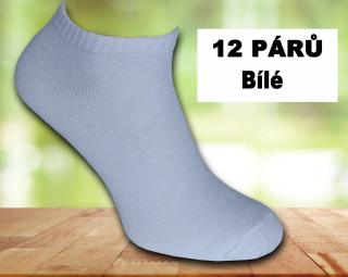 Bílé bambusové kotníčkové ponožky - 12 párů 