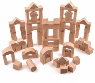 Dřevěná stavebnice - 81 ks komponentů (+ pytlík)