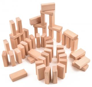 Dřevěná stavebnice - malé desky - 55 ks (+ pytlík)