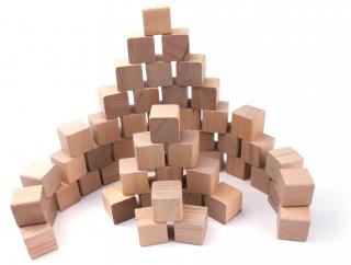 Dřevěné kostky pro děti - 50 kusů (+ pytlík)