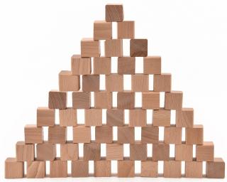 Dřevěné kostky pro děti - 55 kusů (+ pytlík)