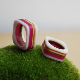 fifle / White duvet / prsteny / 393 barva: růžová / fuchsiová, velikost: 51