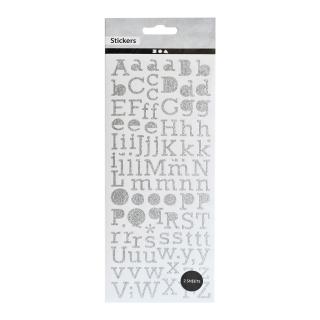 Focus Glitter Stickers 2 sheets - Letters / Silver (samolepící etikety)