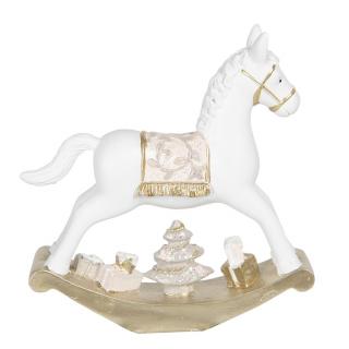 Vánoční dekorace houpacího koníka s dárky