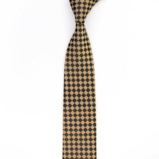 Hnědá pánská kostičkovaná kravata