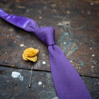 Levandulová pletená pánská kravata