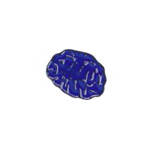 Modrá kovová brož do klopy mozek