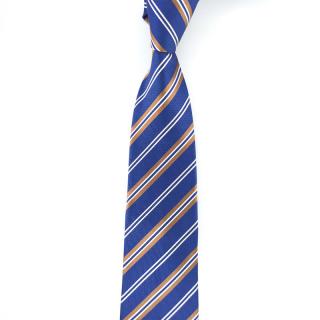 Modrá lesklá pánská kravata s proužky